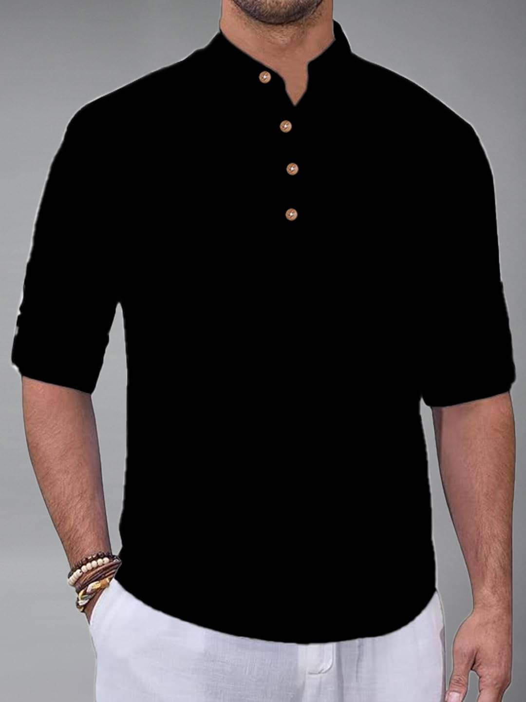 Vida Loca Black Cotton Blend Men's Shirt Style Kurta ( Pack of 1 ) Vida Loca Black Cotton Blend Men's Shirt Style Kurta ( Pack of 1 )