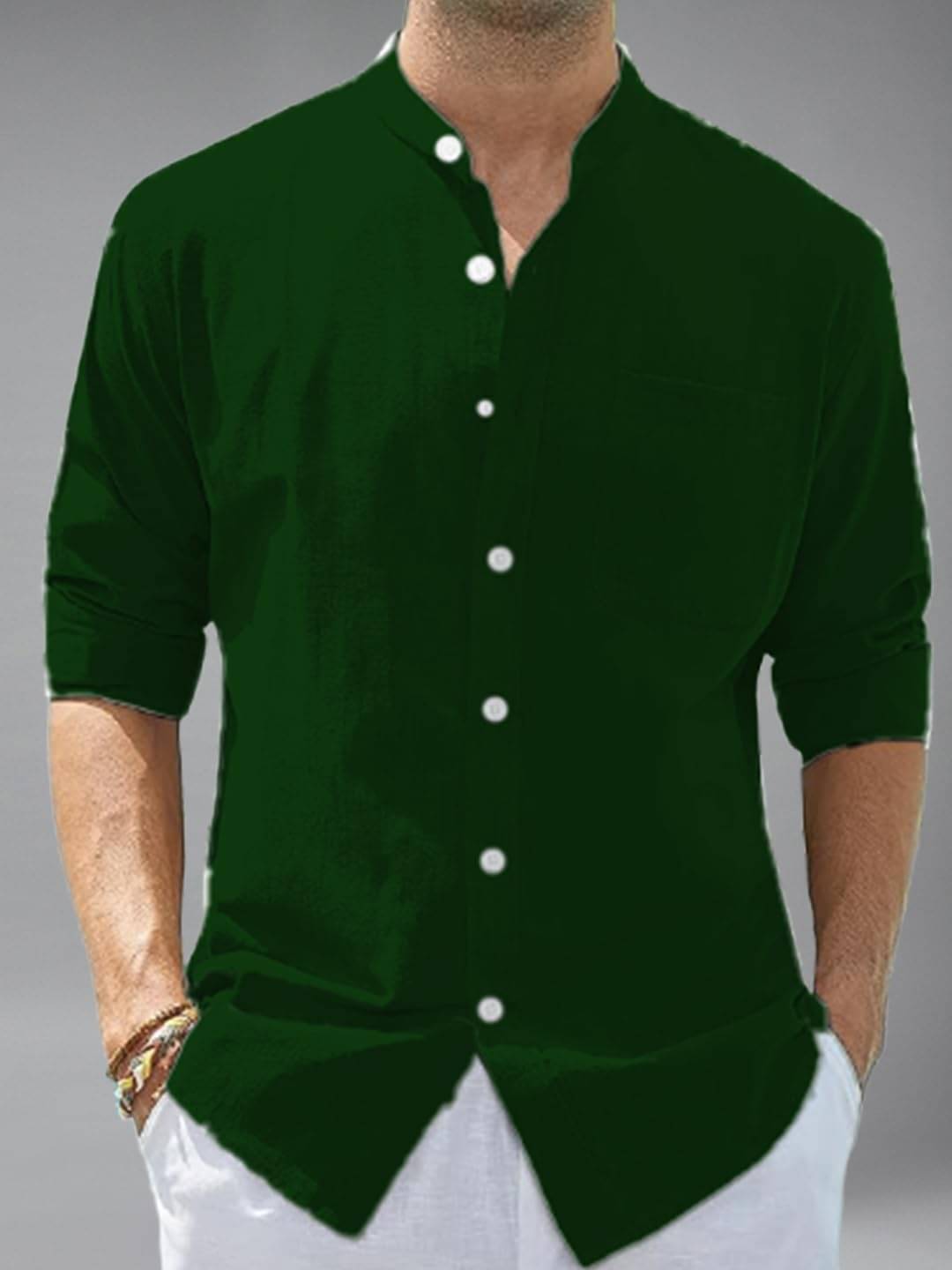     			Vida Loca Cotton Blend Slim Fit Solids Full Sleeves Men's Casual Shirt - Green ( Pack of 1 )