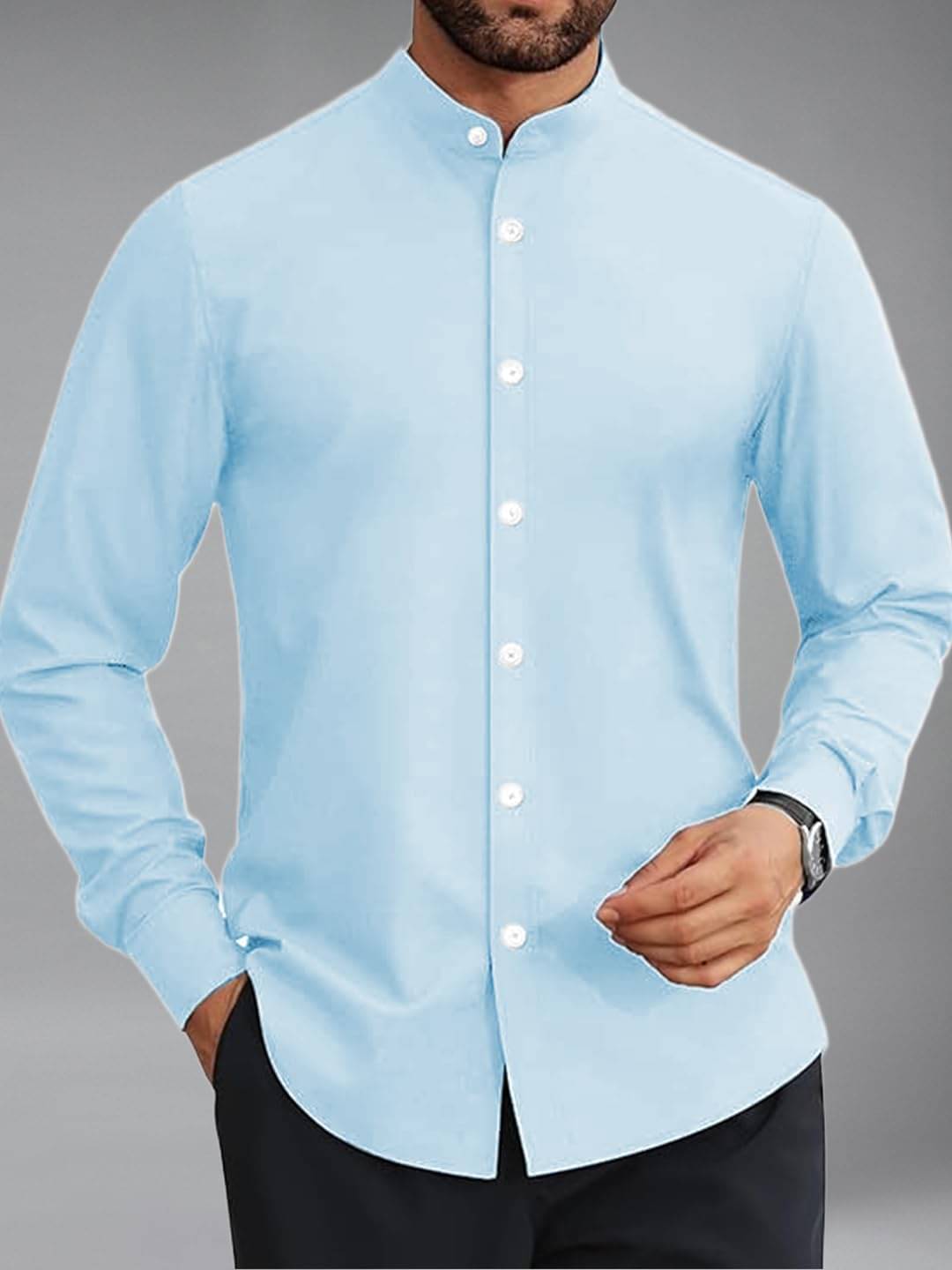     			Vida Loca Cotton Blend Slim Fit Solids Full Sleeves Men's Casual Shirt - Sky Blue ( Pack of 1 )