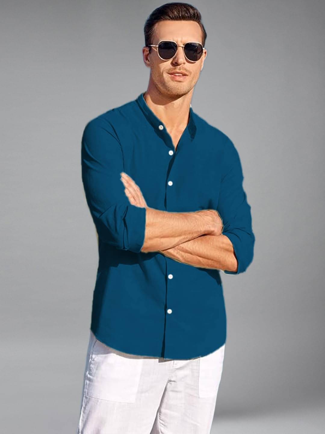 Vida Loca Cotton Blend Slim Fit Solids Full Sleeves Men's Casual Shirt - Royal Blue ( Pack of 1 ) Vida Loca Cotton Blend Slim Fit Solids Full Sleeves Men's Casual Shirt - Royal Blue ( Pack of 1 )