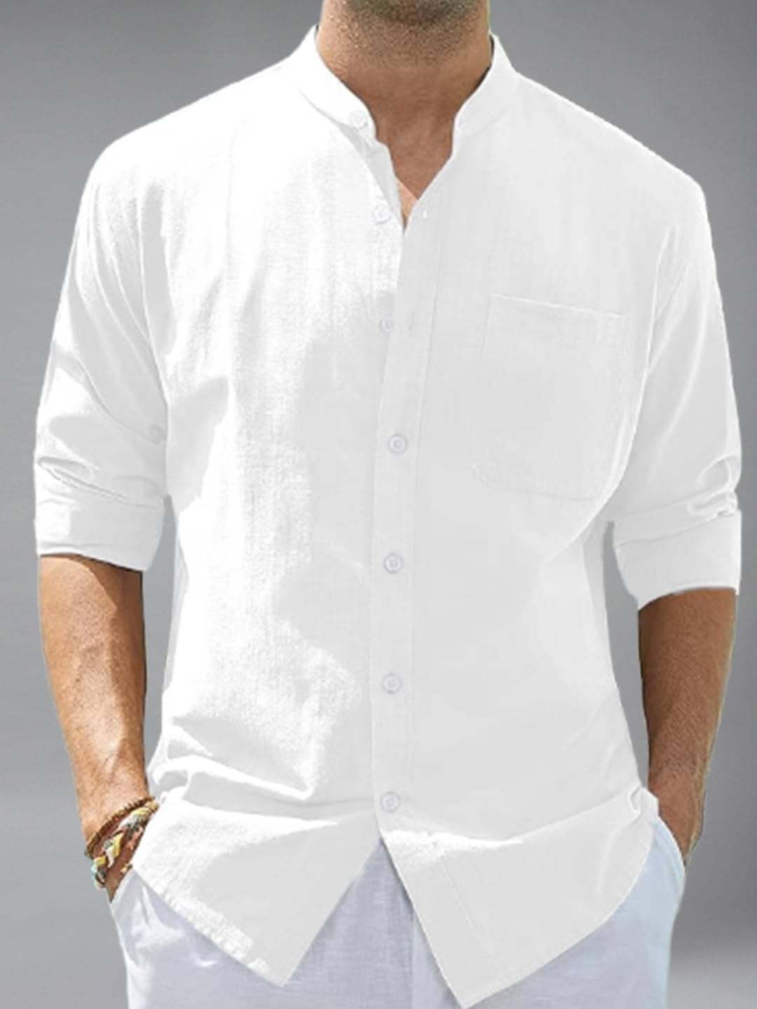Vida Loca Cotton Blend Slim Fit Solids Full Sleeves Men's Casual Shirt - White ( Pack of 1 ) Vida Loca Cotton Blend Slim Fit Solids Full Sleeves Men's Casual Shirt - White ( Pack of 1 )