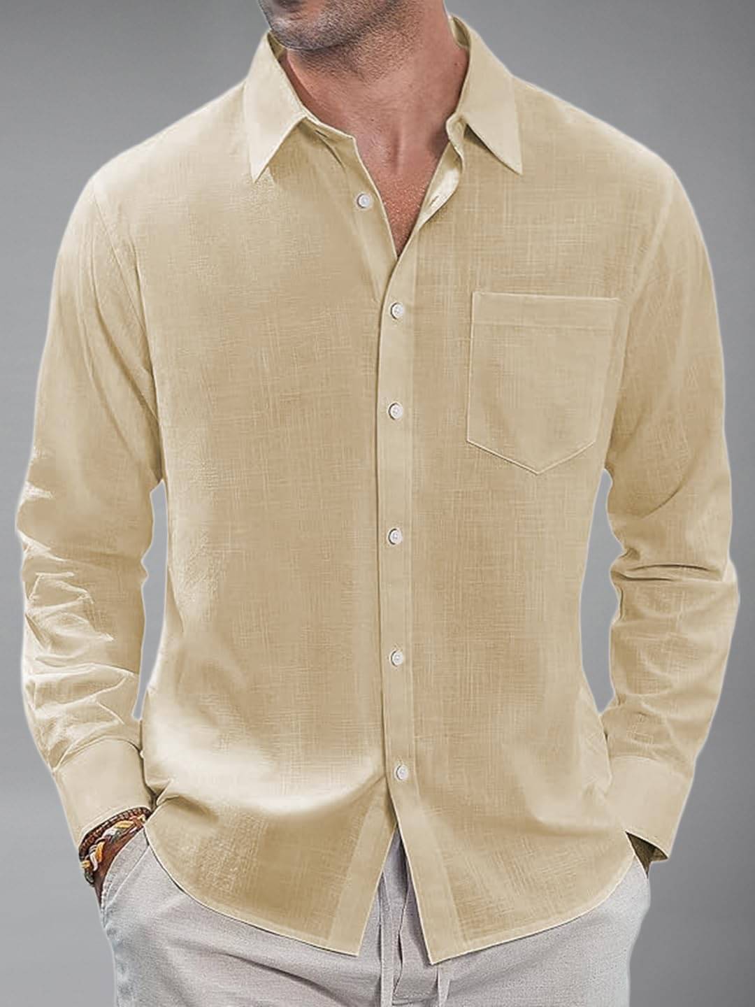 Vida Loca Cotton Blend Slim Fit Solids Full Sleeves Men's Casual Shirt - Beige ( Pack of 1 ) Vida Loca Cotton Blend Slim Fit Solids Full Sleeves Men's Casual Shirt - Beige ( Pack of 1 )