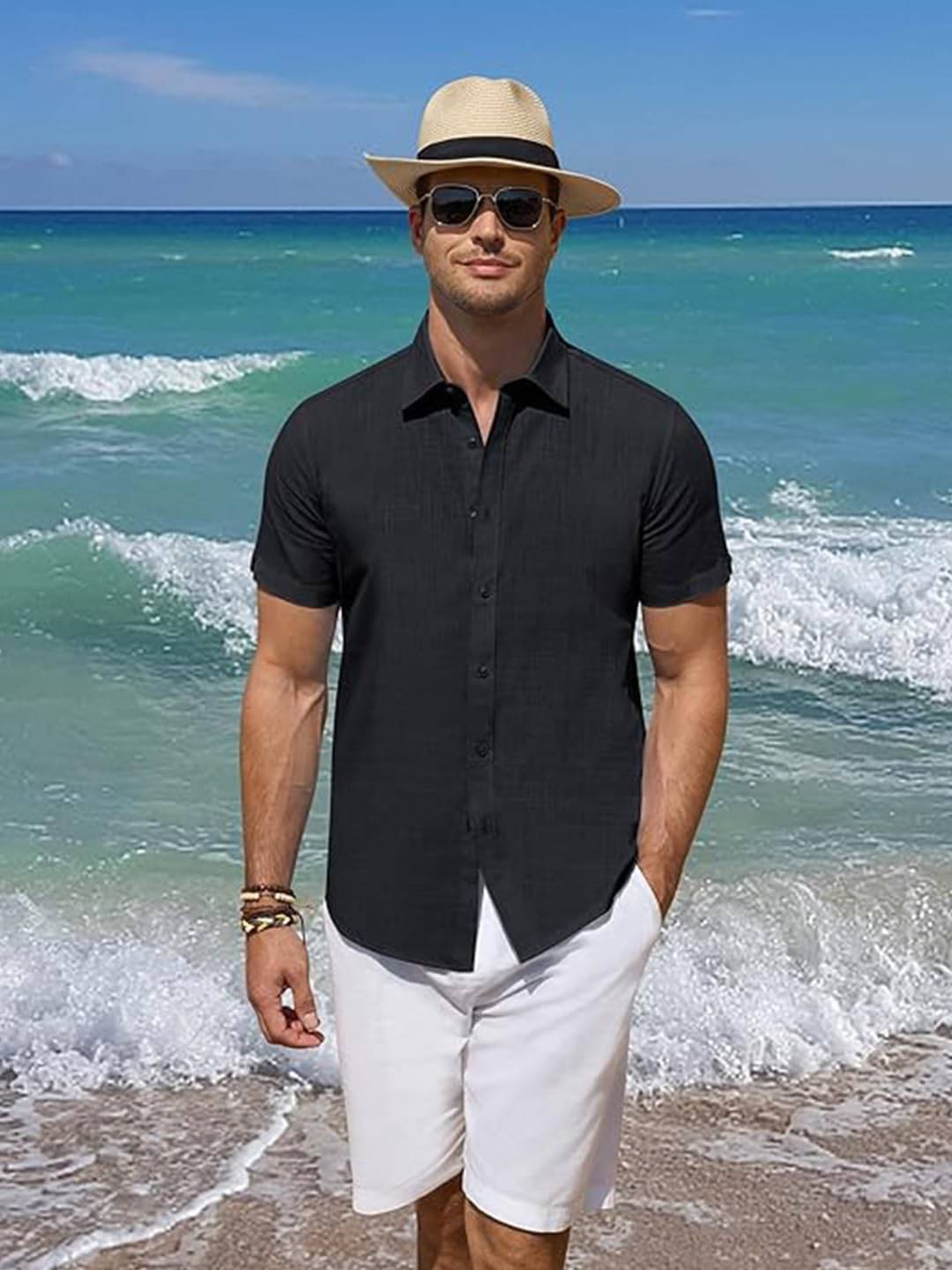 Vida Loca Cotton Blend Slim Fit Solids Half Sleeves Men's Casual Shirt - Black ( Pack of 1 ) Vida Loca Cotton Blend Slim Fit Solids Half Sleeves Men's Casual Shirt - Black ( Pack of 1 )