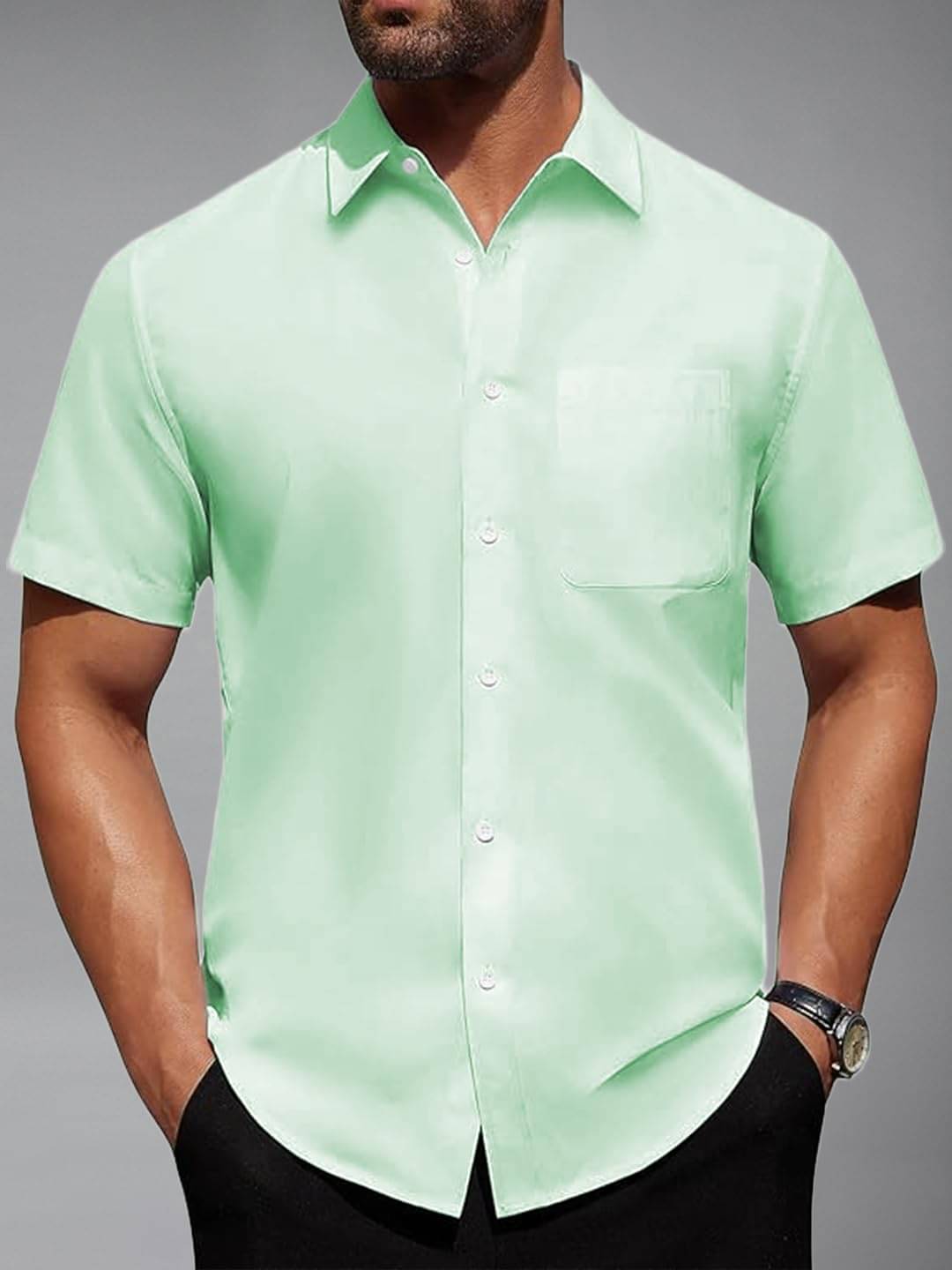 Vida Loca Cotton Blend Slim Fit Solids Half Sleeves Men's Casual Shirt - Light Blue ( Pack of 1 ) Vida Loca Cotton Blend Slim Fit Solids Half Sleeves Men's Casual Shirt - Light Blue ( Pack of 1 )