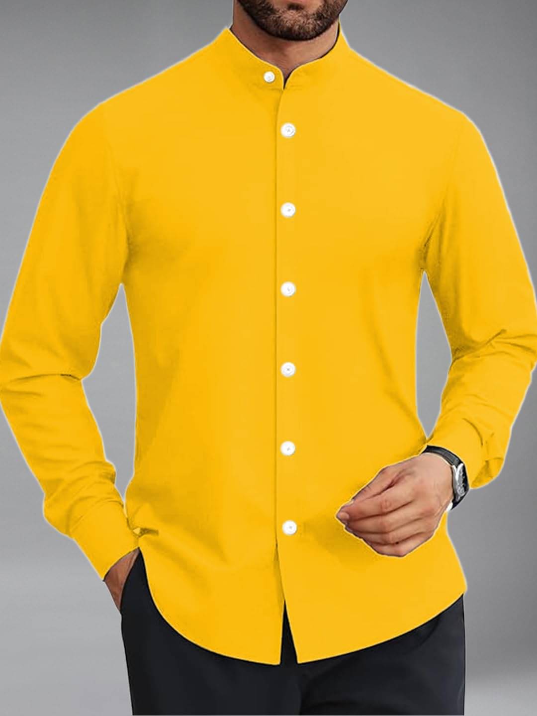     			Vida Loca Cotton Blend Slim Fit Solids Full Sleeves Men's Casual Shirt - Yellow ( Pack of 1 )