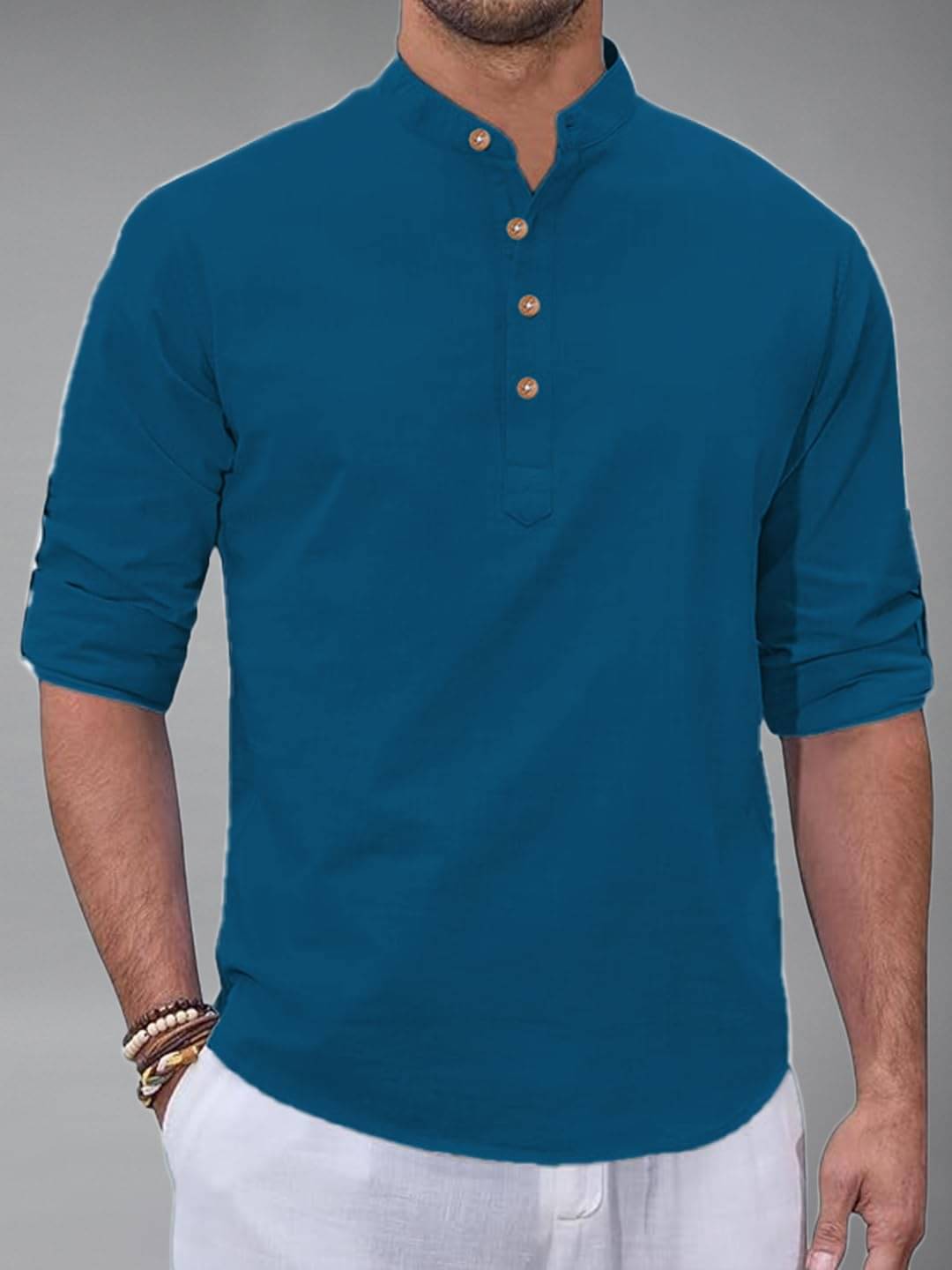 Vida Loca Indigo Cotton Blend Men's Shirt Style Kurta ( Pack of 1 ) Vida Loca Indigo Cotton Blend Men's Shirt Style Kurta ( Pack of 1 )