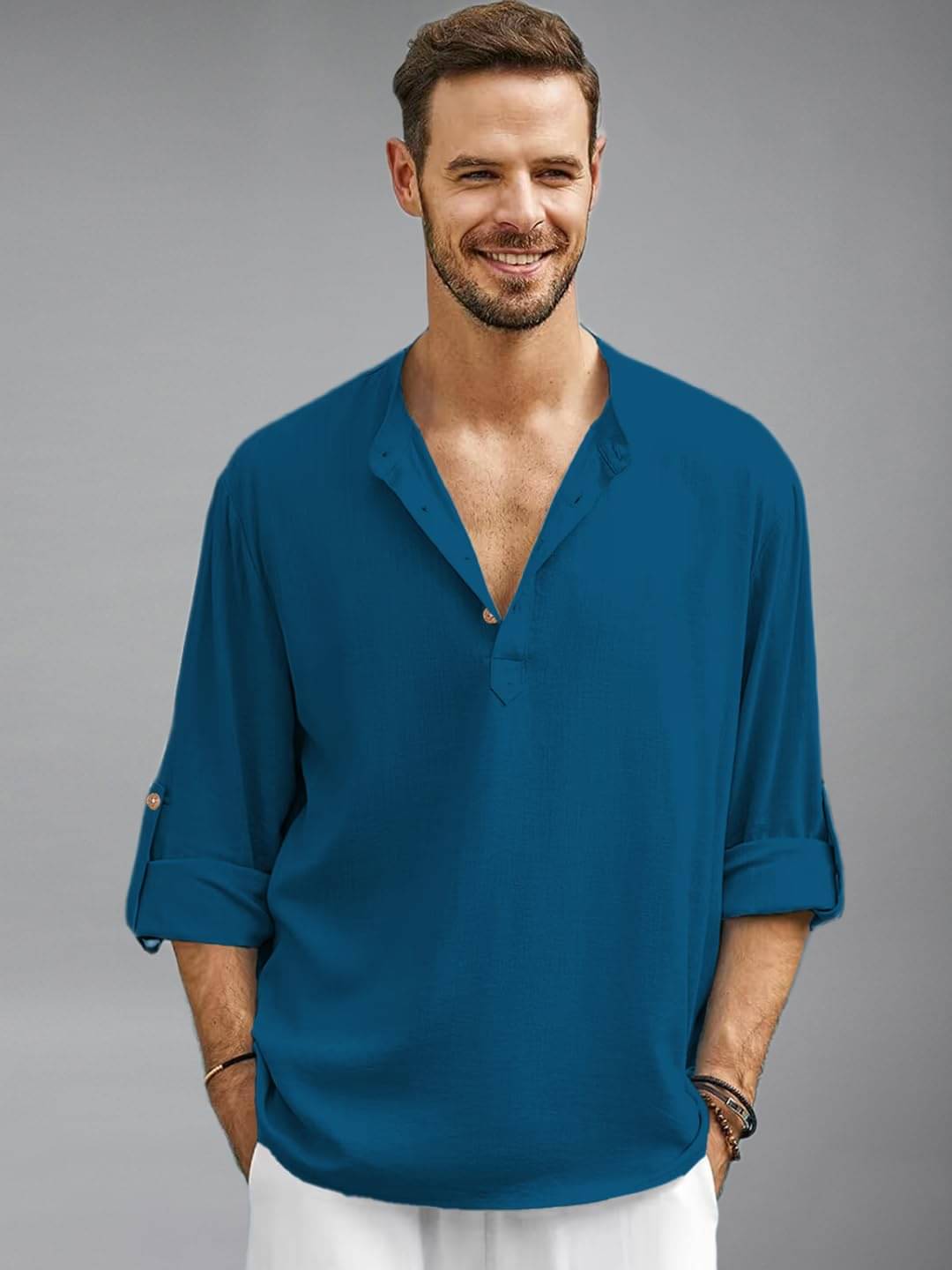     			Vida Loca Indigo Cotton Blend Men's Shirt Style Kurta ( Pack of 1 )