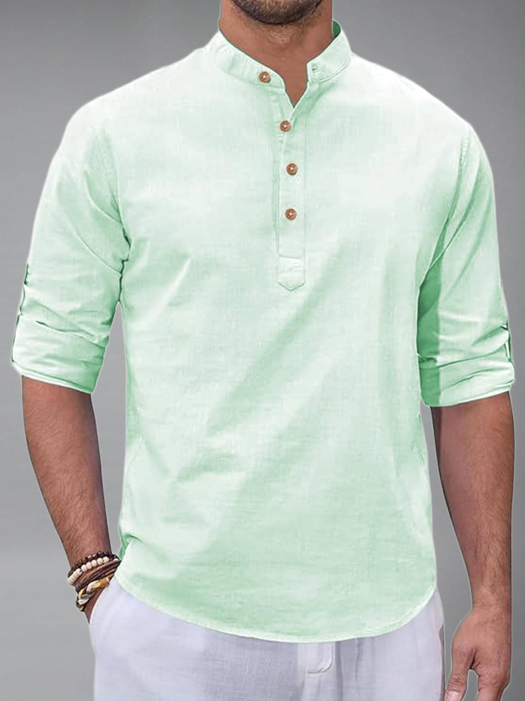     			Vida Loca Light Blue Cotton Blend Men's Shirt Style Kurta ( Pack of 1 )