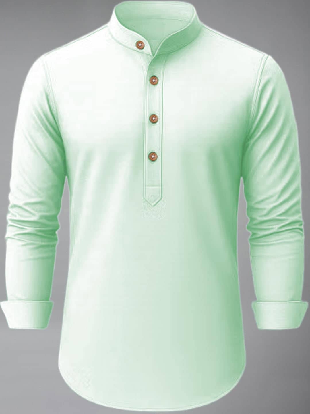 Vida Loca Cotton Blend Plain Shirt Style Kurta For Men ( Light Blue ) - Kurtas & Kurta Sets | Buy online on ZillyBuy