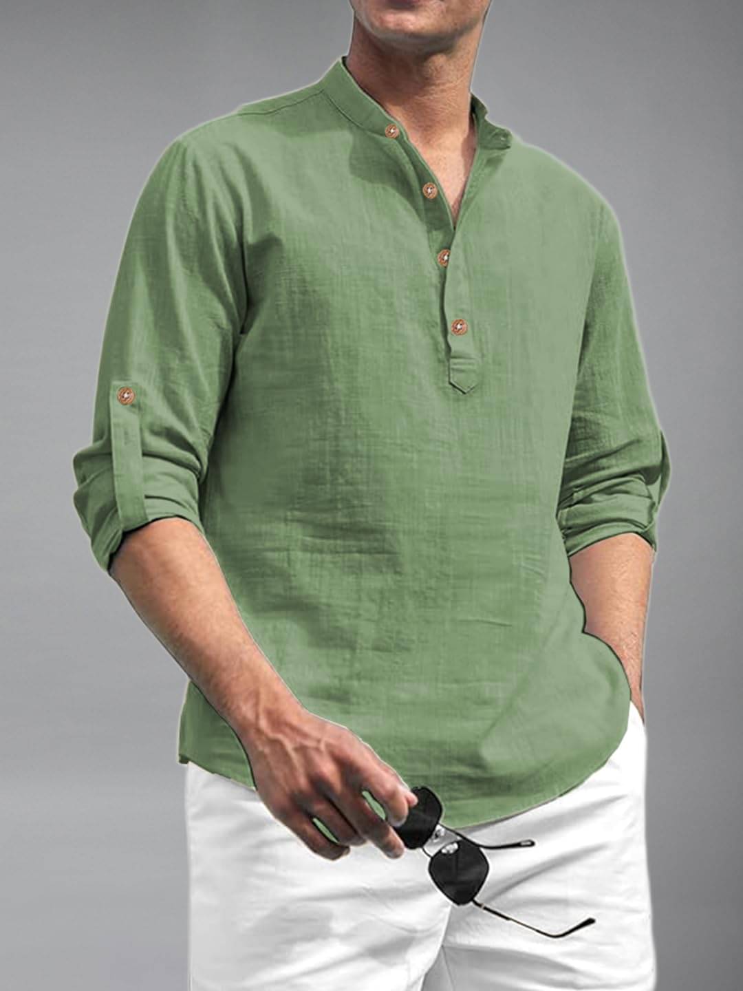 Vida Loca Light Green Cotton Blend Men's Shirt Style Kurta ( Pack of 1 )     			Vida Loca Light Green Cotton Blend Men's Shirt Style Kurta ( Pack of 1 )