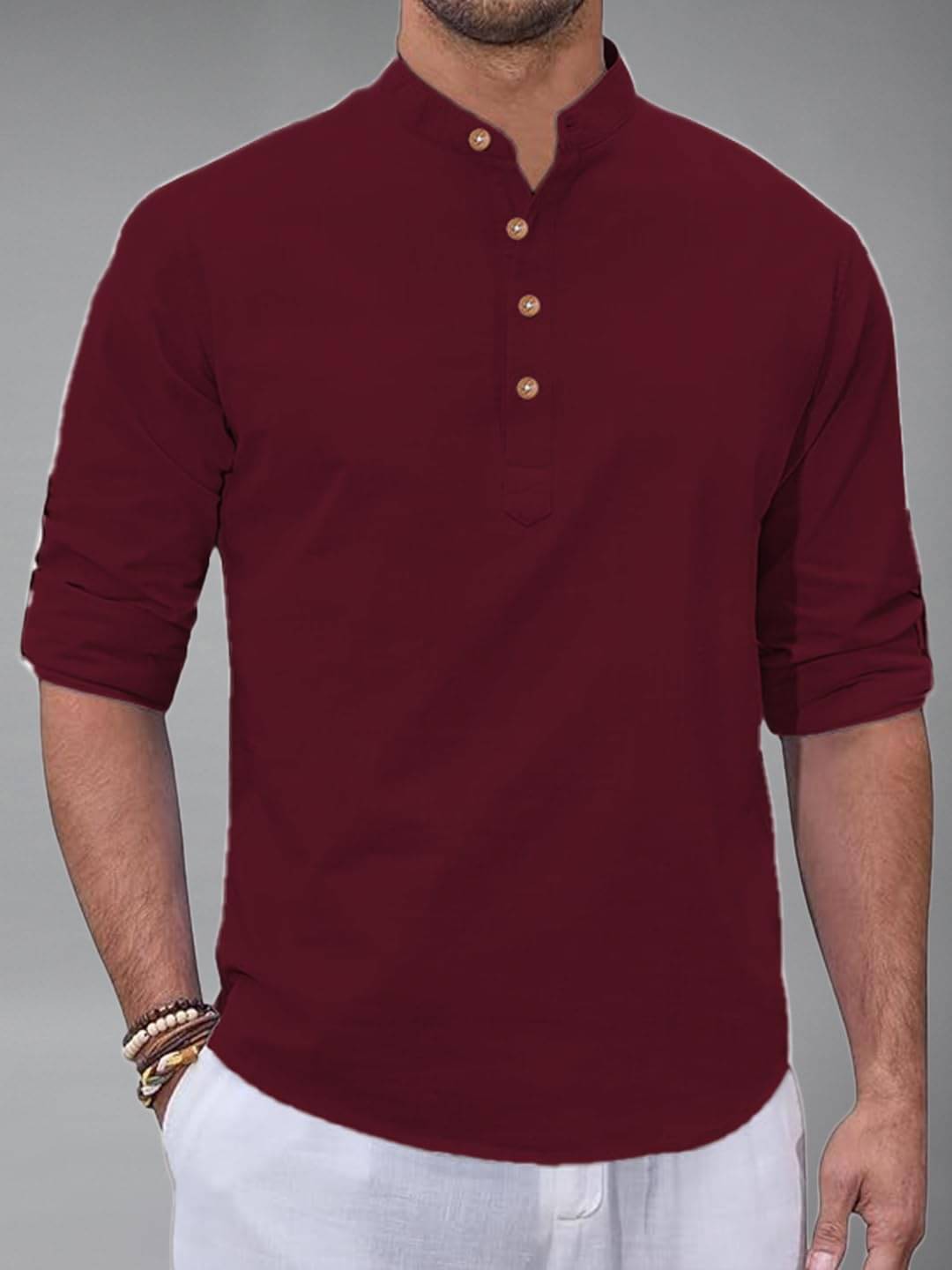 Vida Loca Maroon Cotton Blend Men's Shirt Style Kurta ( Pack of 1 ) Vida Loca Maroon Cotton Blend Men's Shirt Style Kurta ( Pack of 1 )