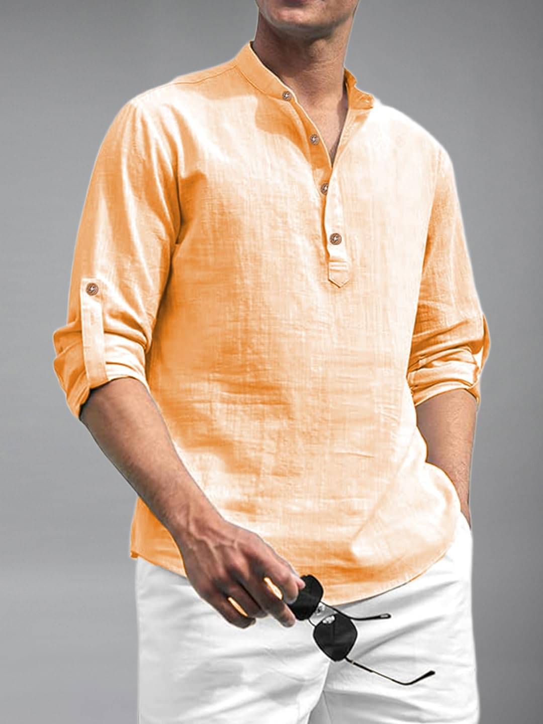     			Vida Loca Orange Cotton Blend Men's Shirt Style Kurta ( Pack of 1 )
