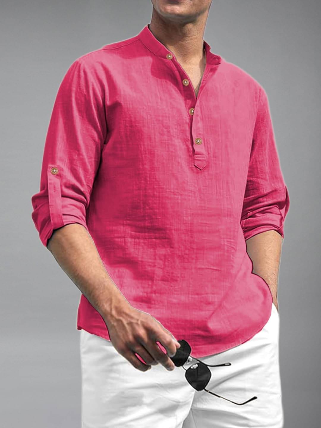     			Vida Loca Pink Cotton Blend Men's Shirt Style Kurta ( Pack of 1 )
