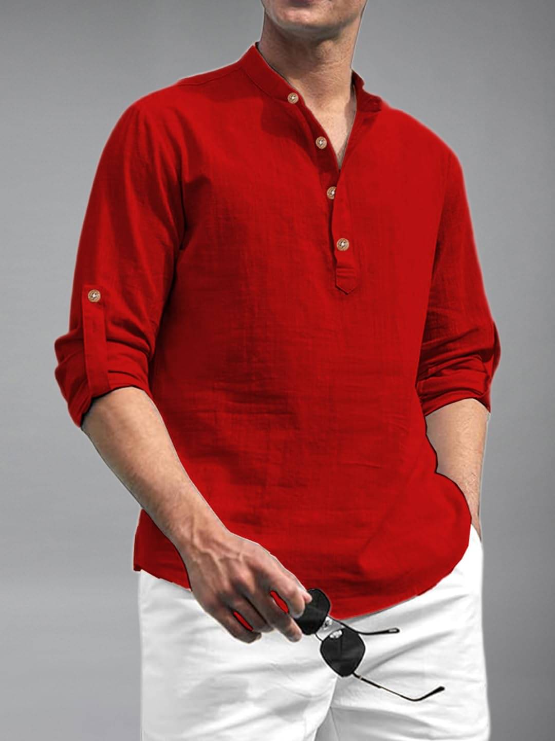 Vida Loca Red Cotton Blend Men's Shirt Style Kurta ( Pack of 1 ) Vida Loca Red Cotton Blend Men's Shirt Style Kurta ( Pack of 1 )