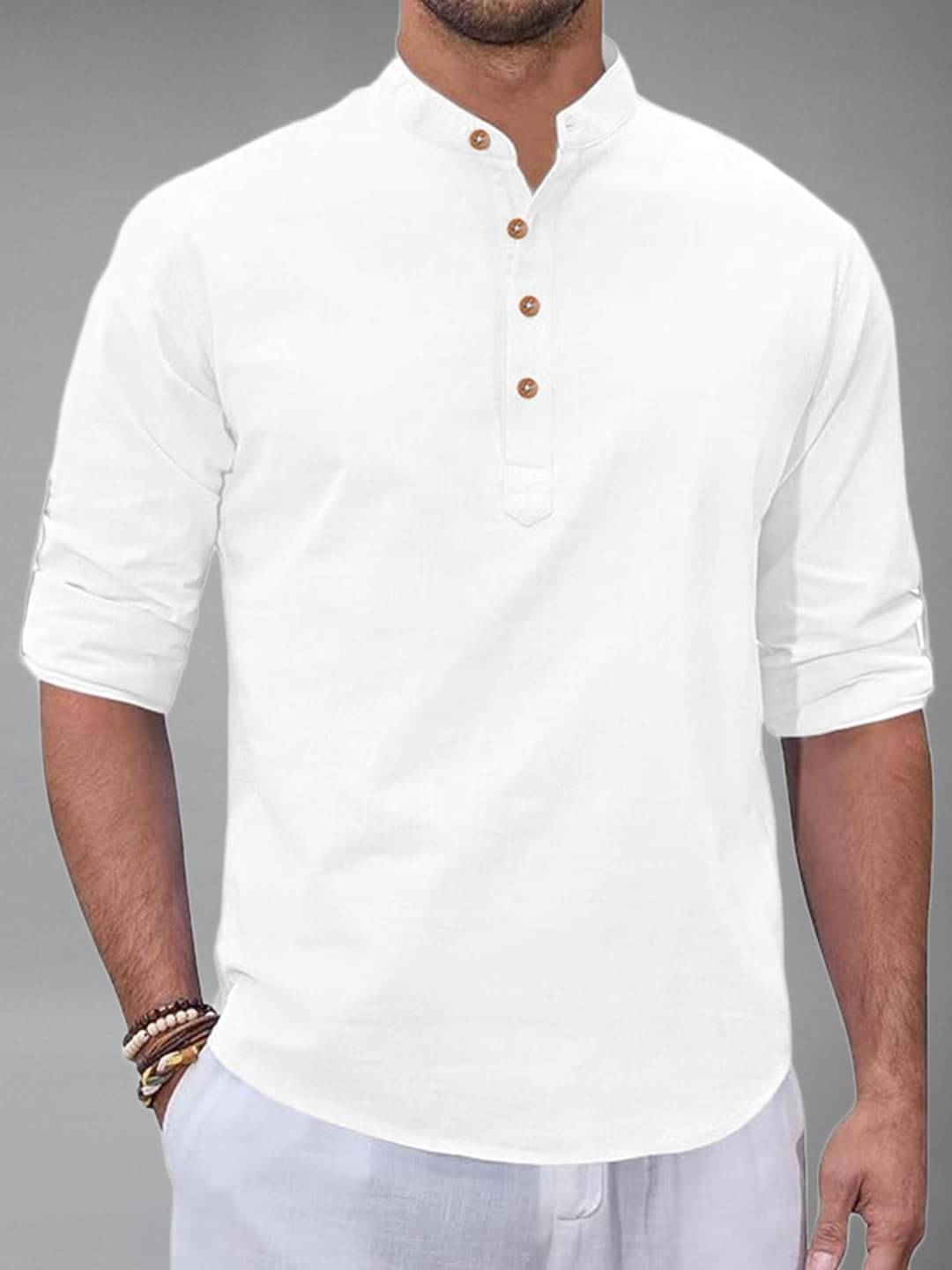     			Vida Loca White Cotton Blend Men's Shirt Style Kurta ( Pack of 1 )