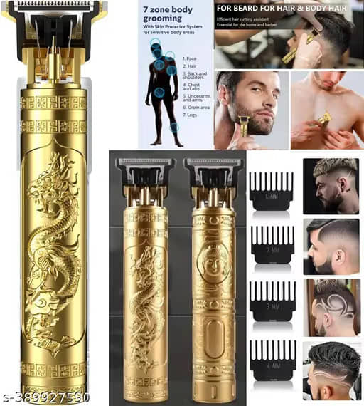 Vintage T9 Trimmer Dragon Style Gold Cordless Beard Trimmer With 120 minutes Runtime