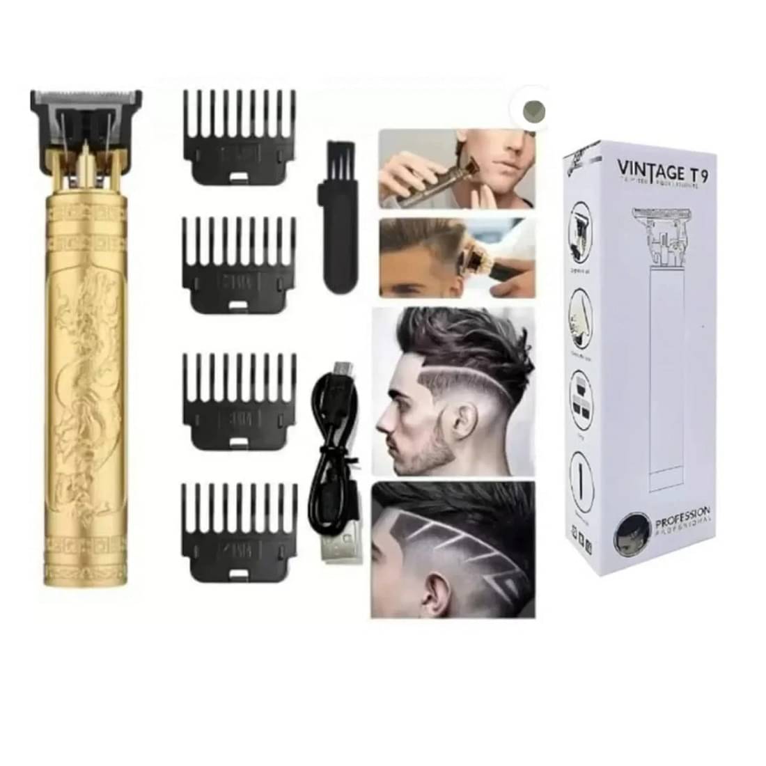     			Vintage T9 Trimmer Men Professional Gold Cordless Beard Trimmer With 120 minutes Runtime