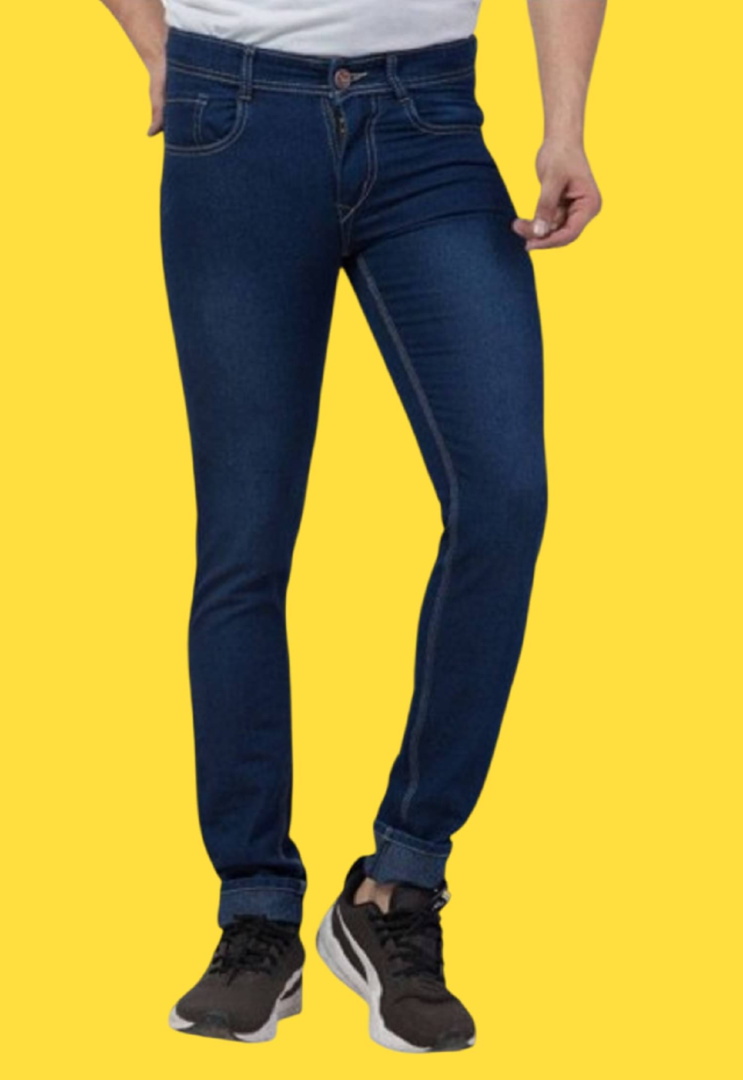 WHATON Skinny Fit Basic Men's Jeans - Indigo Blue ( Pack of 1 ) WHATON Skinny Fit Basic Men's Jeans - Indigo Blue ( Pack of 1 )