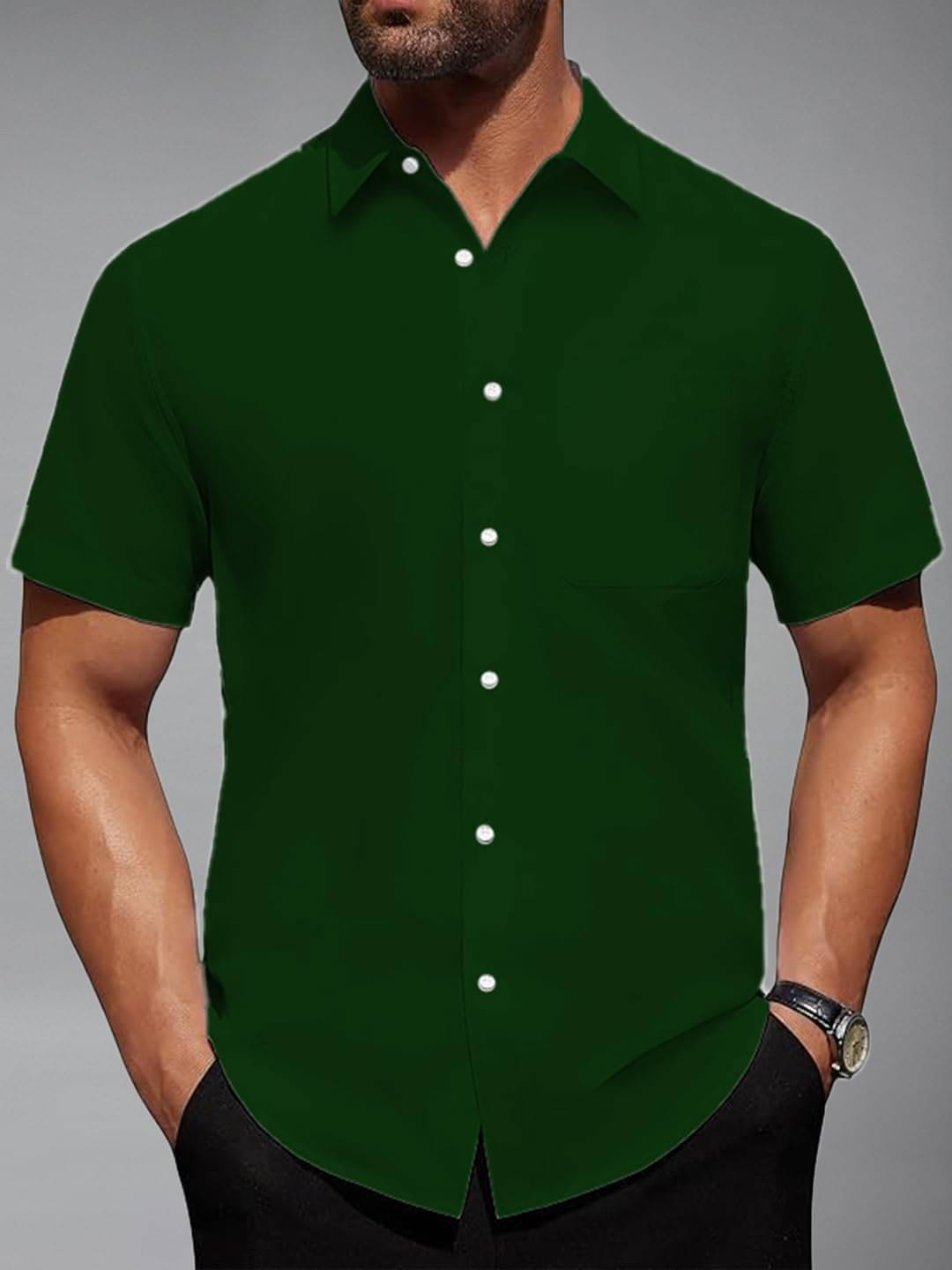     			Yugnik Cotton Blend Slim Fit Half Sleeves Men's Formal Shirt - Green ( Pack of 1 )