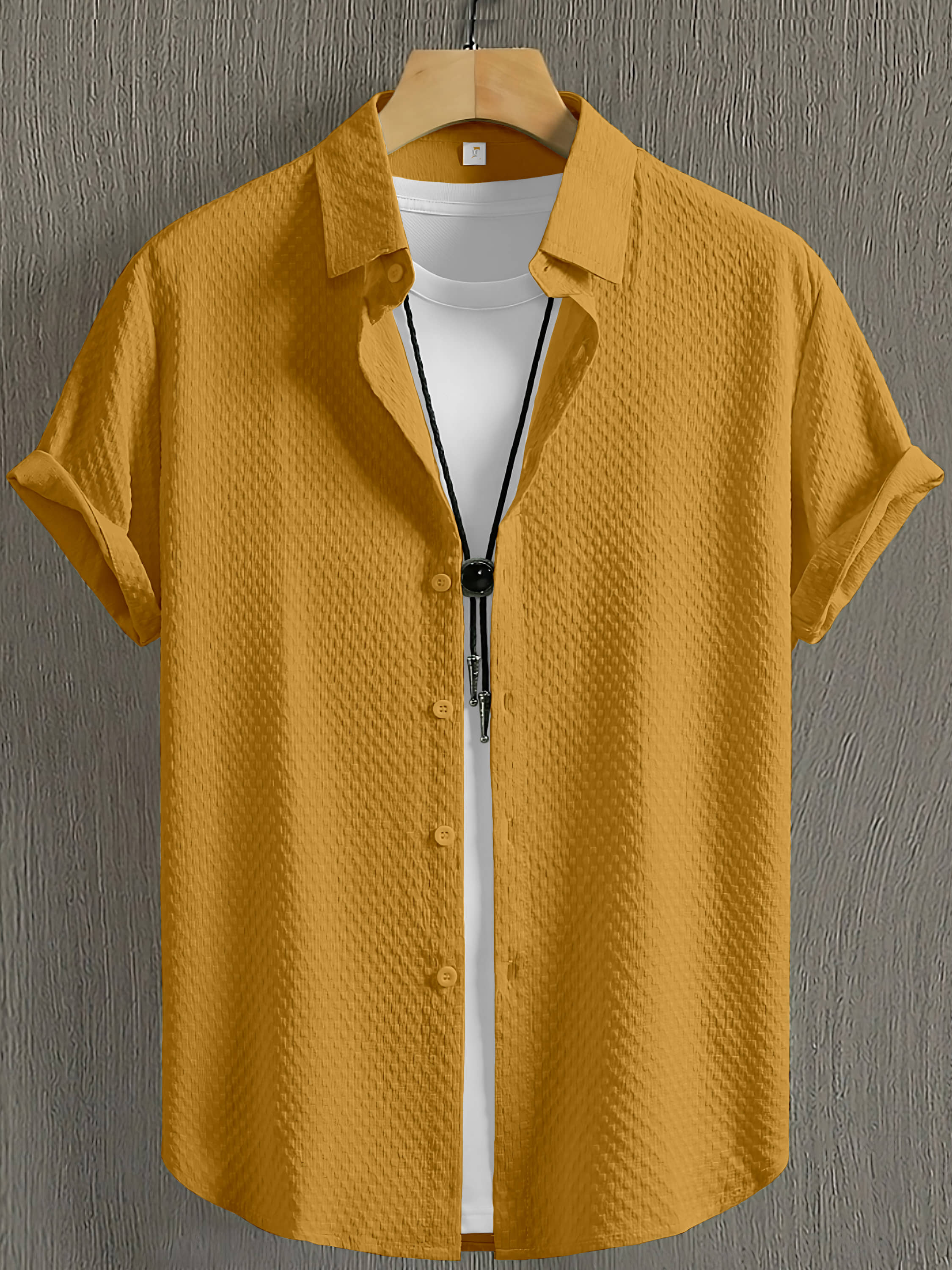 color bucket Cotton Blend Regular Fit Popcorn Textured Half Sleeves Men's Casual Shirt - Grey ( Pack of 1 )