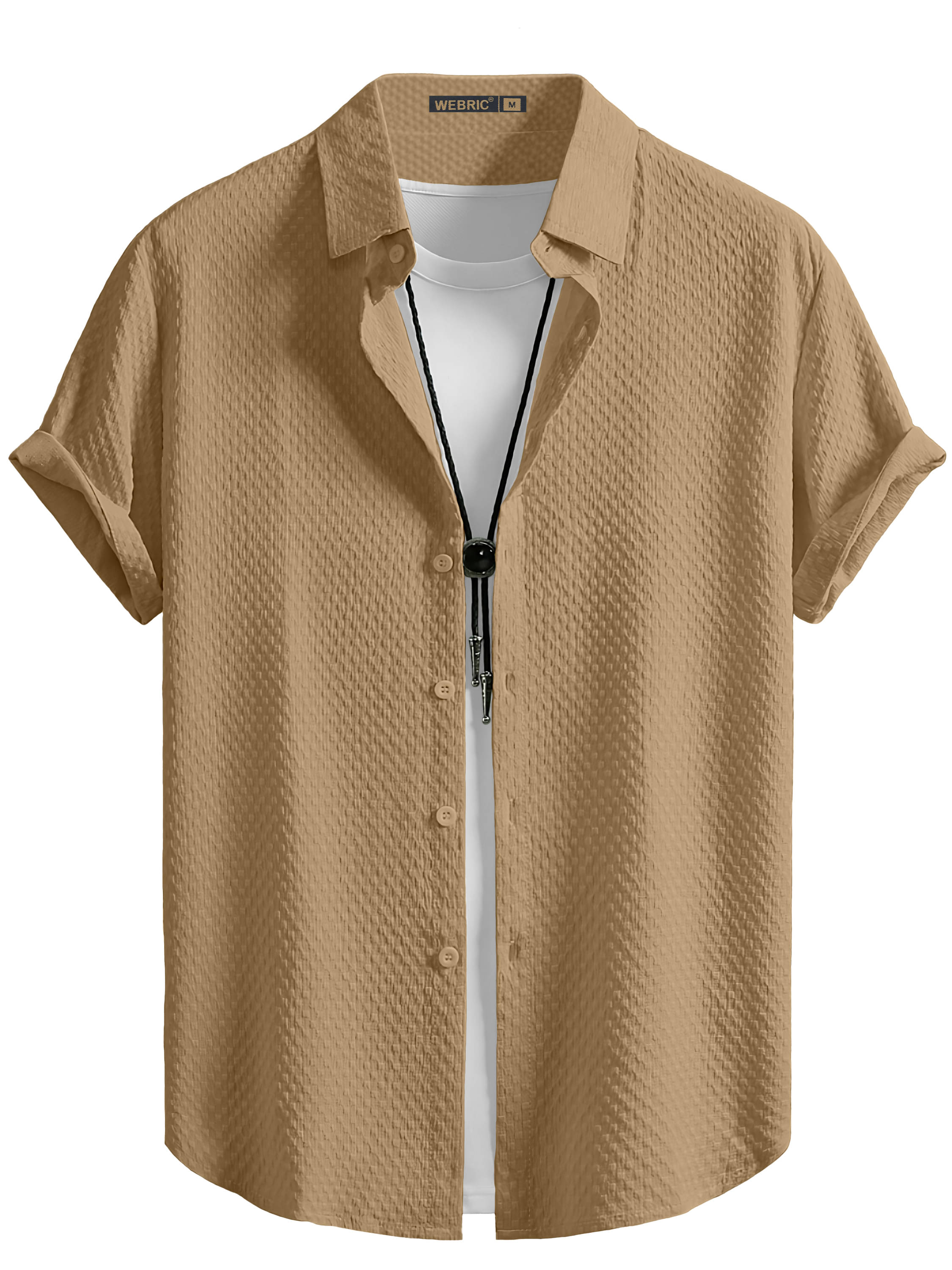     			color bucket Cotton Blend Regular Fit Popcorn Textured Half Sleeves Men's Casual Shirt - Cream ( Pack of 1 )
