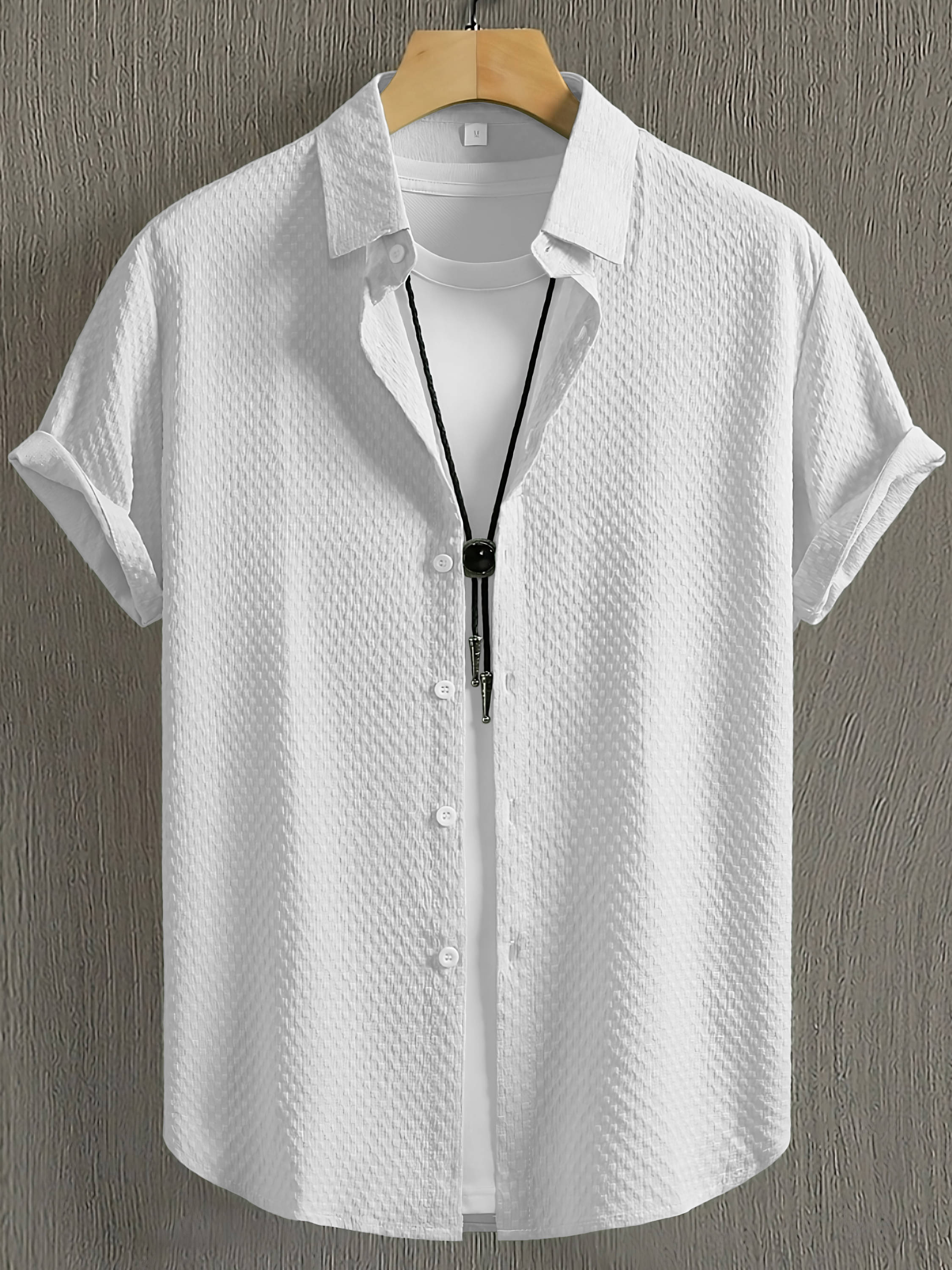 color bucket Cotton Blend Regular Fit Popcorn Textured Half Sleeves Men's Casual Shirt - White ( Pack of 1 ) color bucket Cotton Blend Regular Fit Popcorn Textured Half Sleeves Men's Casual Shirt - White ( Pack of 1 )