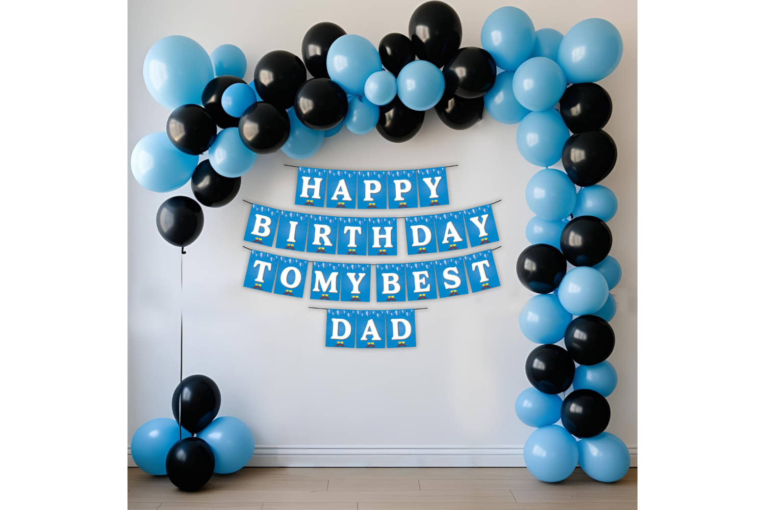     			1iAM Happy Birthday Decoration Items For Father - Pack of 42 | 1pc Blue & White "HAPPY BIRTHDAY TO MY BEST DAD" Paper Banner, 40pcs Balloons & 1pc Arch | Birthday Decoration For Dad, Papa, Abbu, Baba