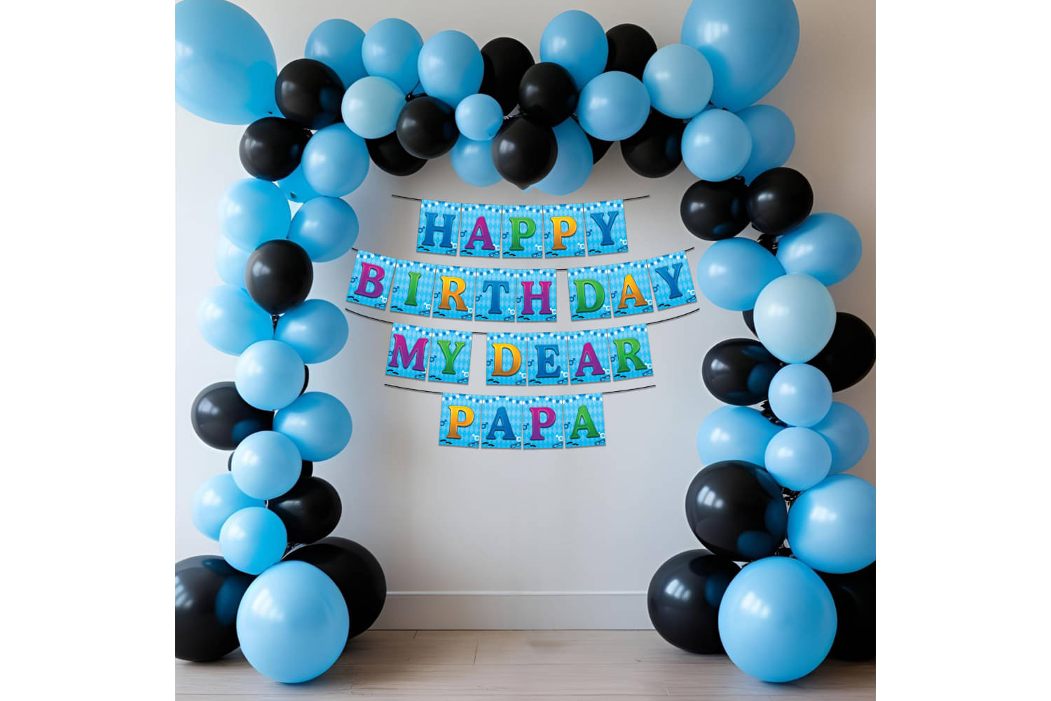     			1iAM Happy Birthday Decoration Items For Father - Pack of 42 | 1pc Multicolor "HAPPY BIRTHDAY DEAR PAPA" Paper Banner, 40pcs Balloons & 1pc Arch | Birthday Decor Combo Pack For Dad, Papa, Abbu, Baba
