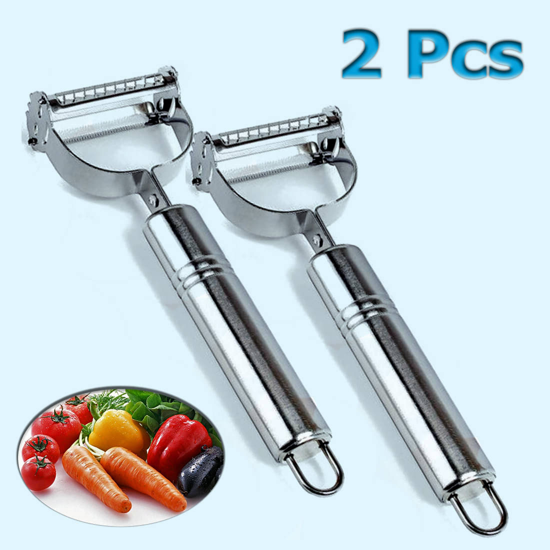     			2 Pcs Vegetable Peeler Combo Ultra Sharp Blade Stainless Steel Julianne Peeler Pack of 2