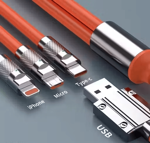     			3 In 1 Fast Charging Data Cable,120W Portable Charger Cord With Usb Type-C & Micro-Usb For All Phones,Charger Type C Retractable Usb Charging Cable