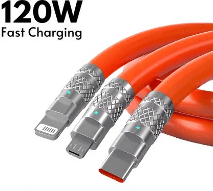 3 in 1 Charger Cable 120w 6A Super Fast Charging Type C IP Micro USB 3 in 1 Charger Cable 120w 6A Super Fast Charging Type C IP Micro USB