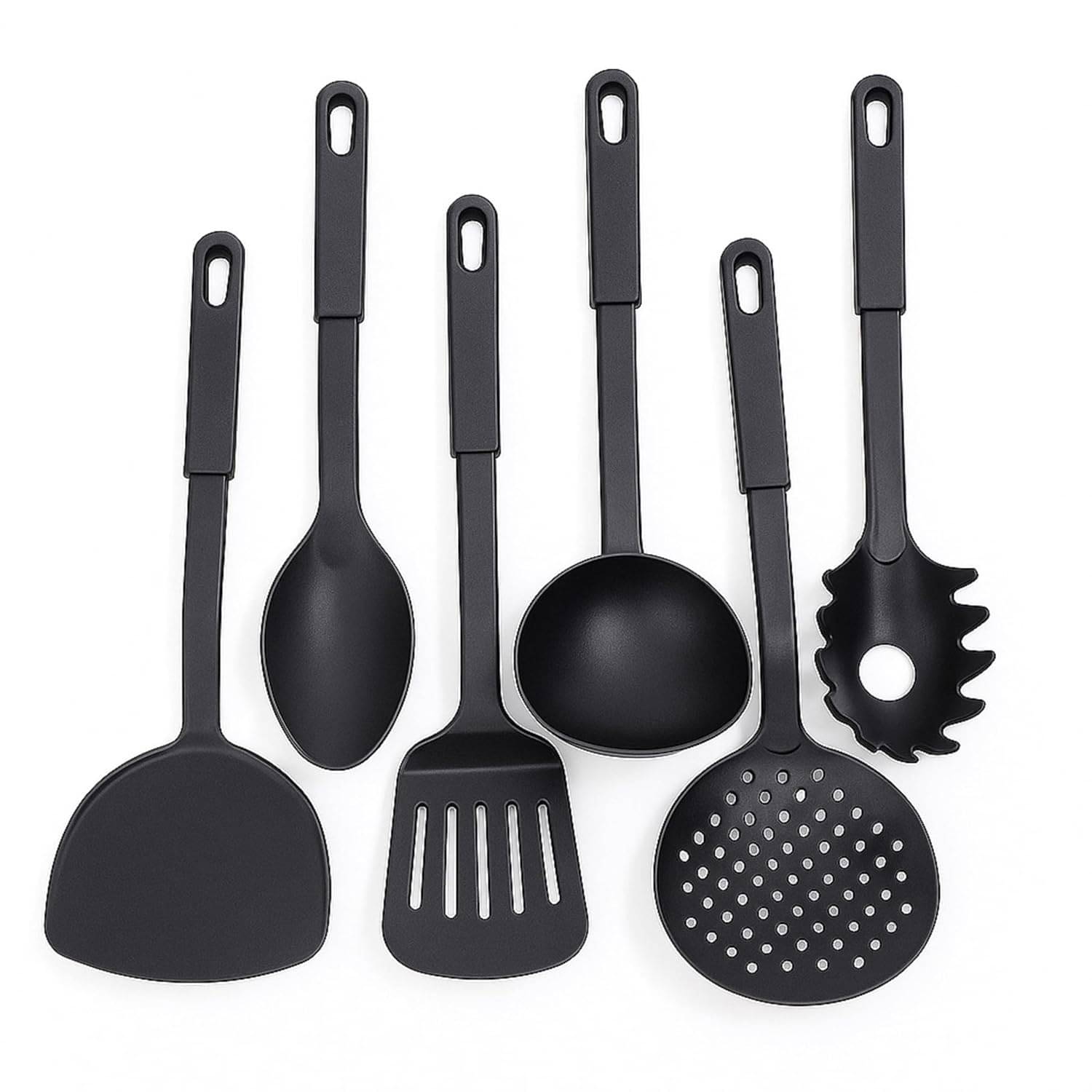     			6 PCS Plastic Nonstick Spatula Set – Heat-Resistant Kitchen Utensils with Hanging Ring for Cooking and Serving