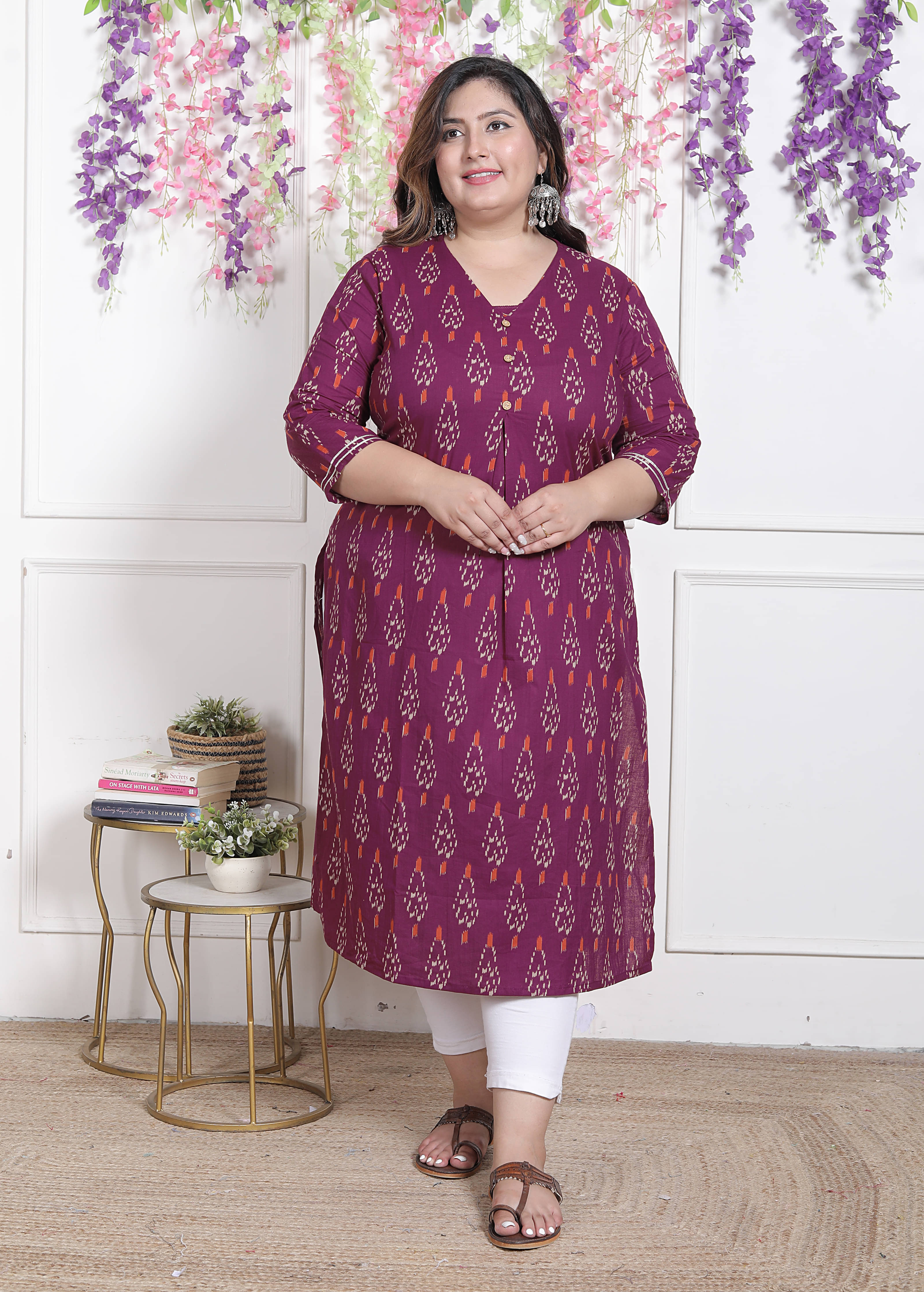     			AKRITIK Women 100% Cotton Printed Straight Kurti ( Purple )
