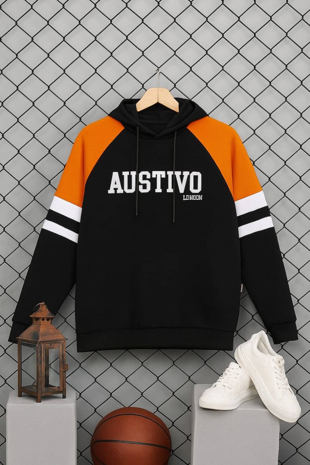     			AUSTIVO Fleece Hooded Men's Sweatshirt - Orange ( Pack of 1 )
