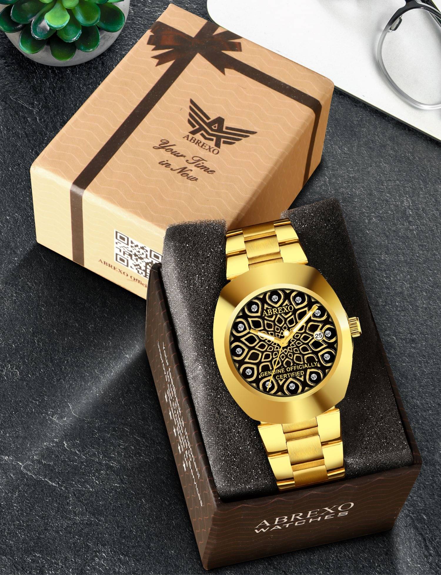     			Abrexo Gold Stainless Steel Analog Men's Watch