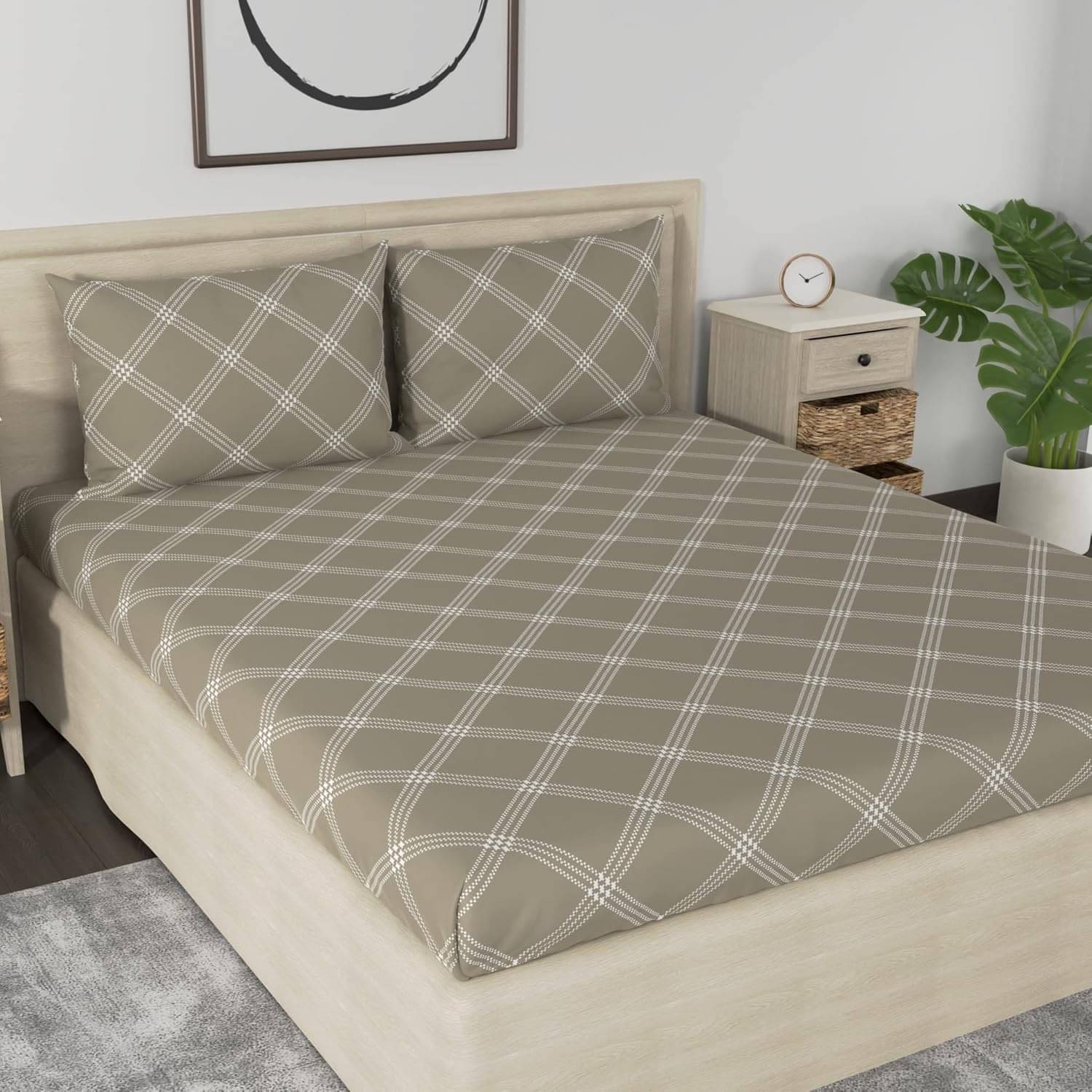     			Apala Microfiber 1 Double Bedsheet with 2 Pillow Covers ( Beige )