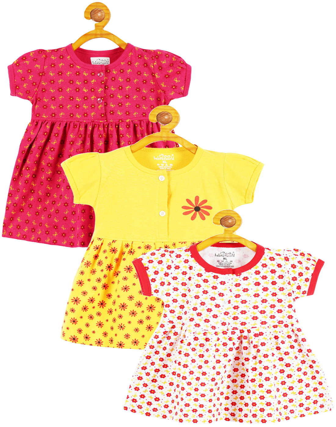 Babeezworld Cotton Frock For Baby Girls ( Pack of 3 , Multicolor ) Babeezworld Cotton Frock For Baby Girls ( Pack of 3 , Multicolor )