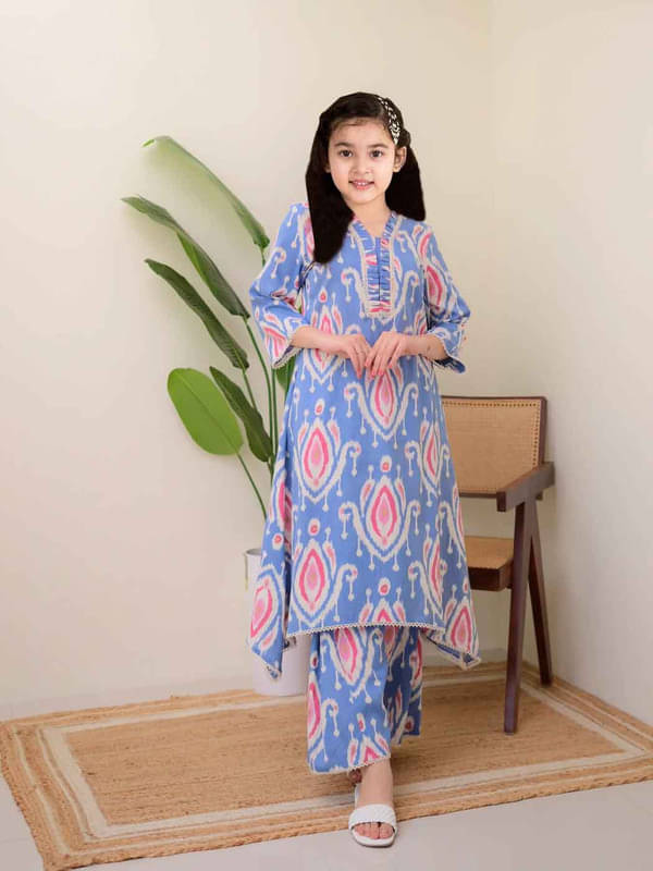Bholukart Girls Cotton Blend Kurti with Pants ( Pack of 1 , White ) Bholukart Girls Cotton Blend Kurti with Pants ( Pack of 1 , White )