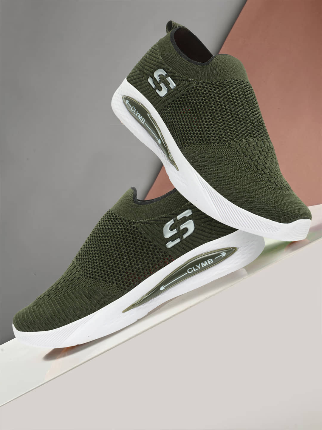 Clymb Olive Men's Sports Running Shoes - Sports Shoes | Buy online on ZillyBuy