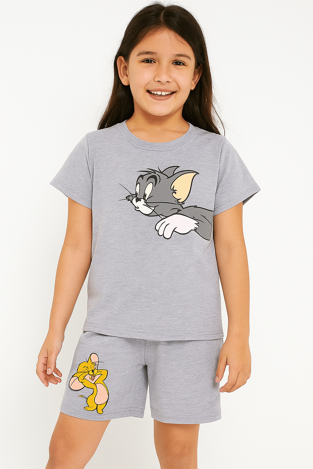 DEE RAJ CREATIONS Pack of 1 Girls Cotton Blend T-shirt & Shorts ( Grey ) DEE RAJ CREATIONS Pack of 1 Girls Cotton Blend T-shirt & Shorts ( Grey )