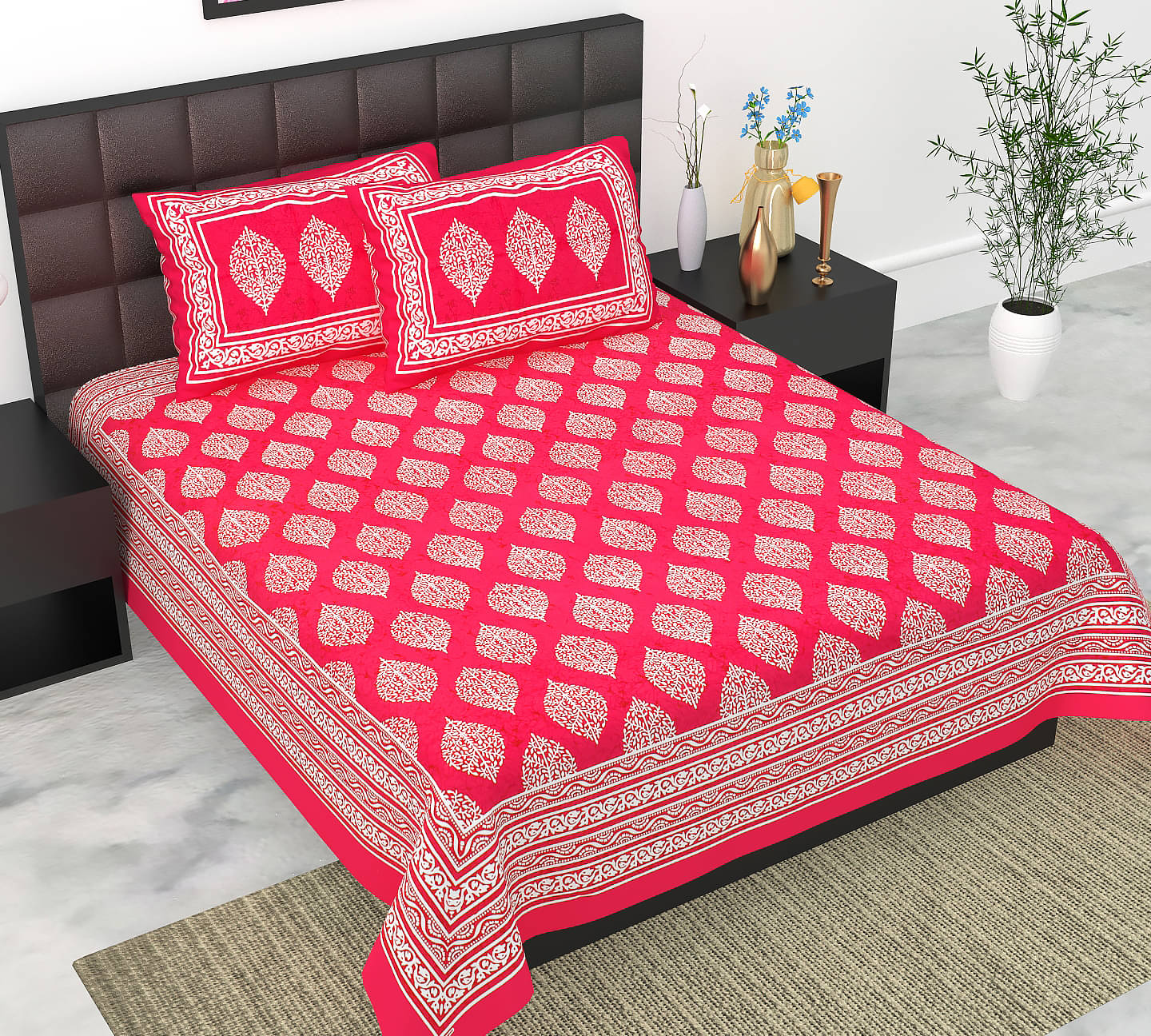     			Dgsm Craft Cotton 1 Double Queen Bedsheet with 2 Pillow Covers ( Pink )