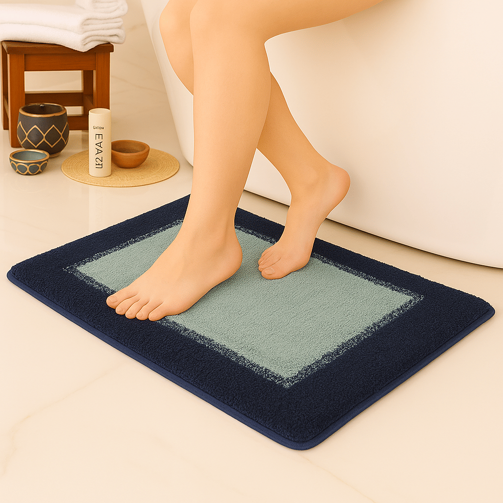 ELANZA Set of 1 Anti-skid Polyester Door Mat ( 60 X 40 cm ) Blue ELANZA Set of 1 Anti-skid Polyester Door Mat ( 60 X 40 cm ) Blue