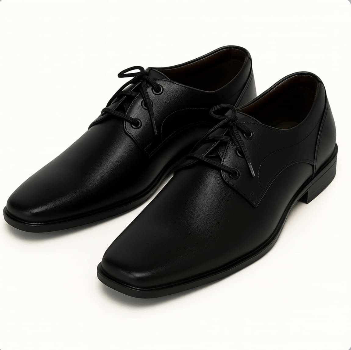     			FUNARIO Black Men's Derby Formal Shoes