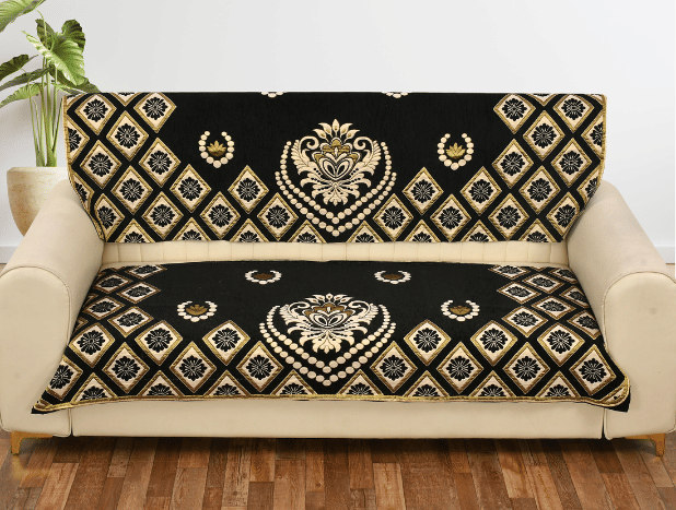     			FURNISHING HUT 3 Seater Chenille Sofa Cover ( Pack of 1 )
