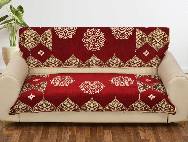     			FURNISHING HUT 3 Seater Chenille Sofa Cover ( Pack of 1 )