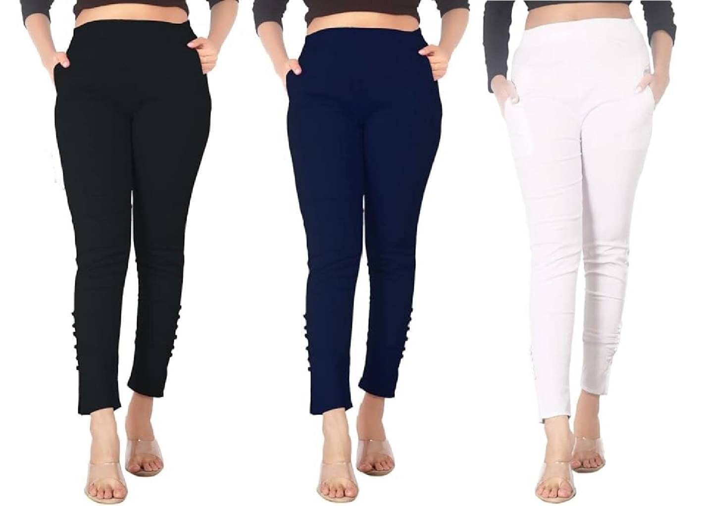     			FeelBlue Women Cotton Blend Formal Trousers ( Black,Navy,White )