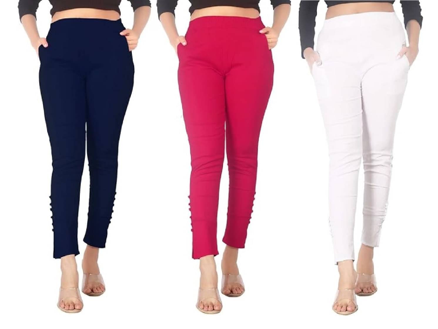     			FeelBlue Women Cotton Blend Formal Trousers ( Navy,Pink,White )