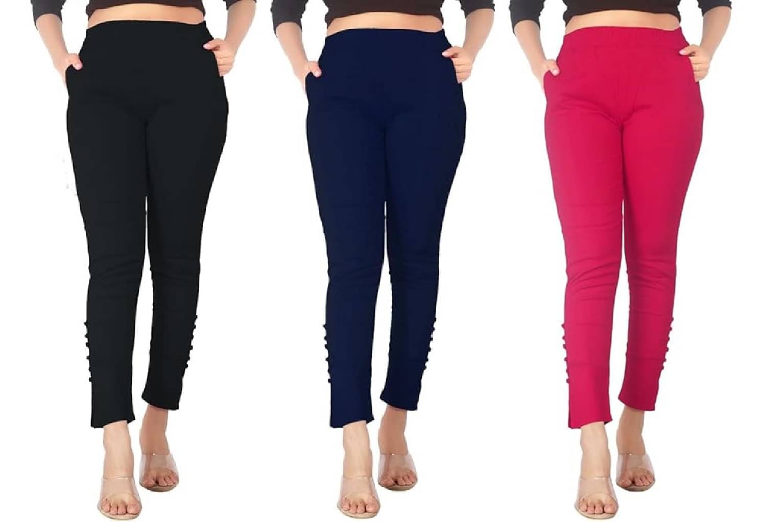     			FeelBlue Women Cotton Blend Formal Trousers ( Black,Navy,Pink )