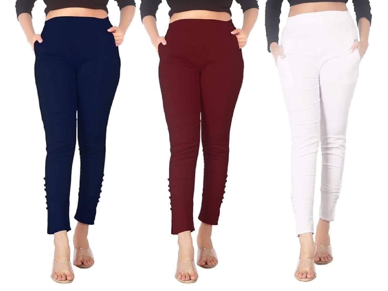     			FeelBlue Women Cotton Blend Formal Trousers ( Navy,Maroon,White )
