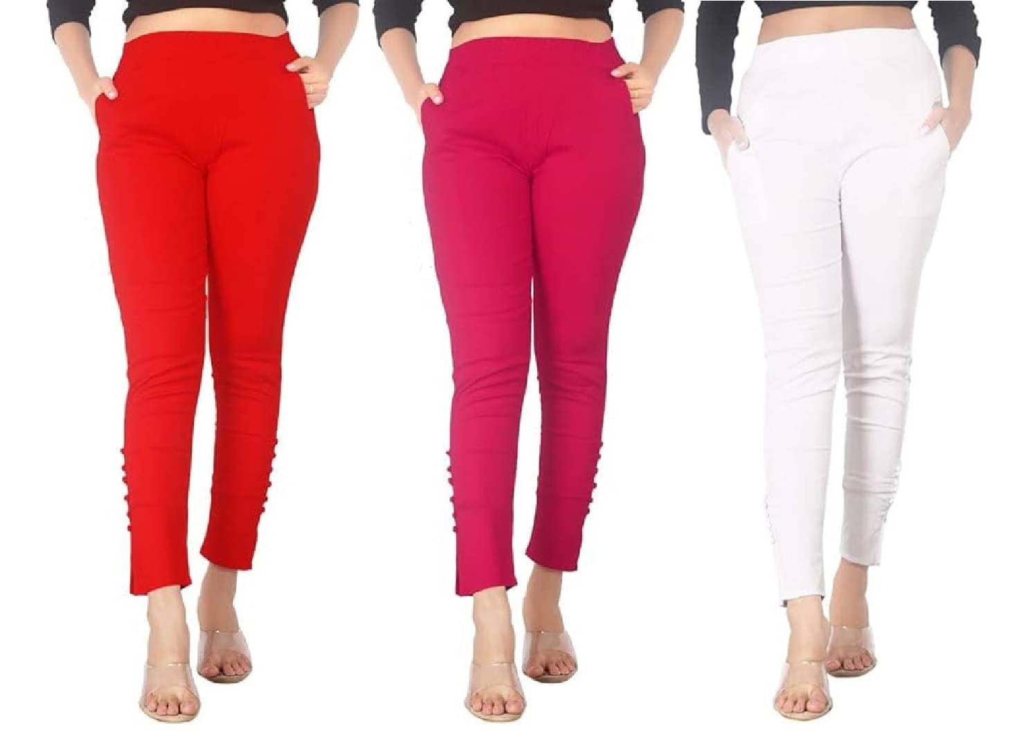     			FeelBlue Women Cotton Blend Formal Trousers ( Red,Pink,White )